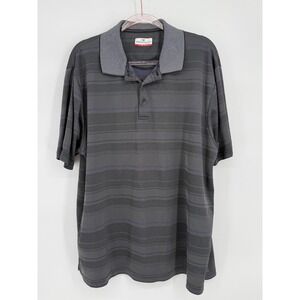 Grand Slam Performance Mens Polo Shirt Grey Striped Short Sleeve Golf Top Sz XXL